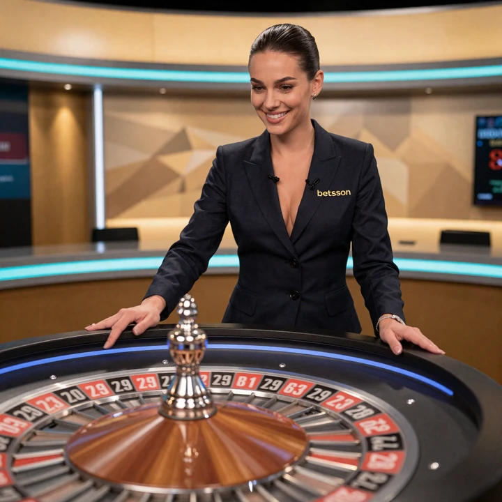 Live-Dealerin dreht ein Roulette-Rad im HD-Studio des Betsson Live Casinos